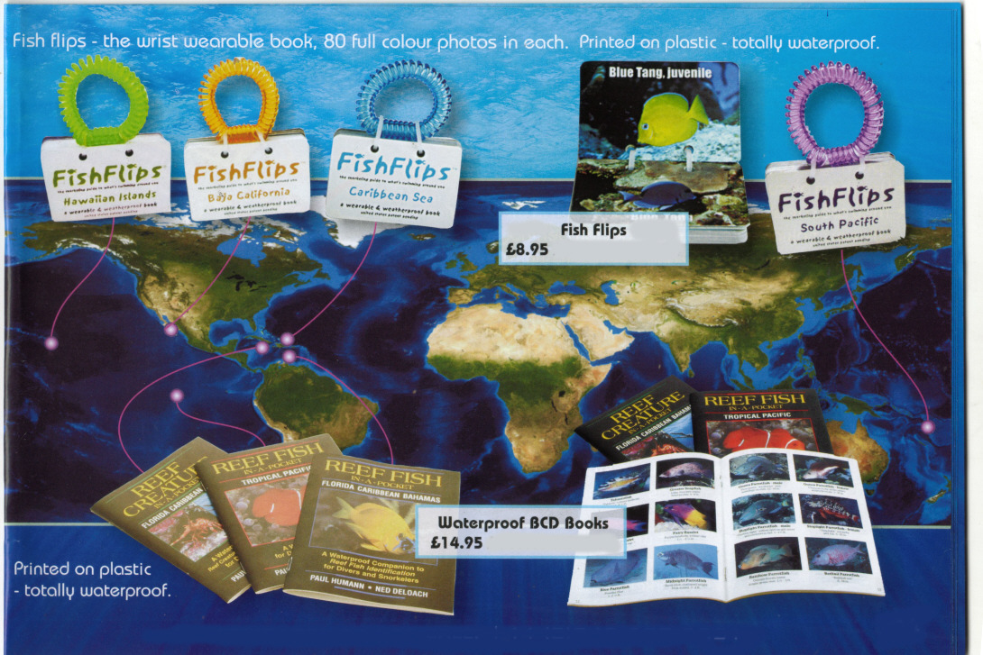 Laminated platic identification dive slates for fishes and marine life