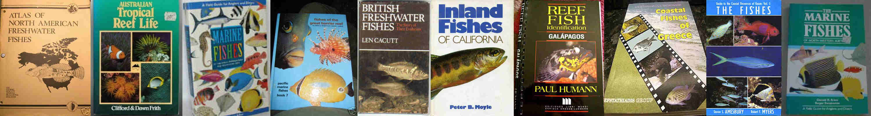 Books on area distribution of freshwater and marine fishes