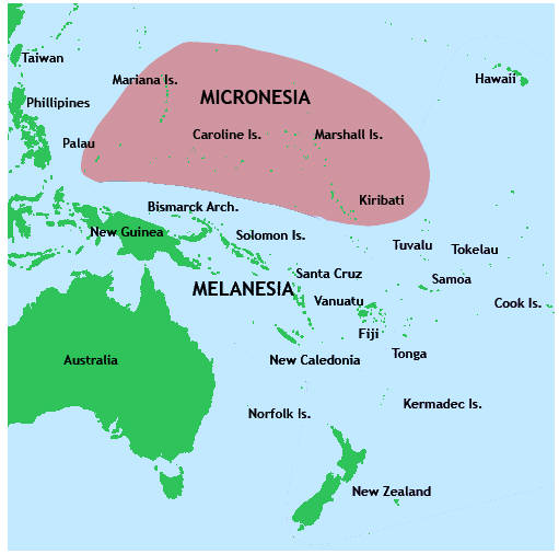 Map of Micronesia. Micronesian fish map