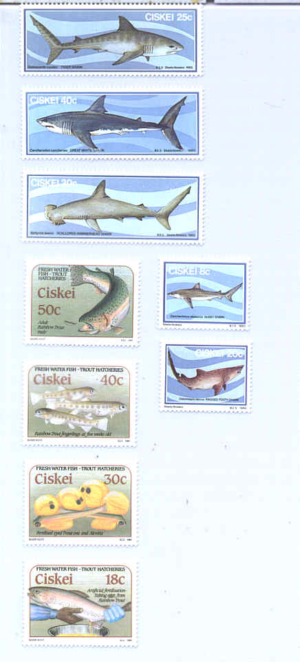 A Mint Stamp Collection of Fishes from Ciskei 