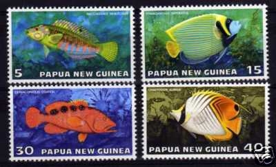Commemorative fish stamps from New Guinea