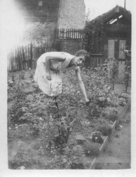 Jessy Magill in rear garden of 34 Macdonald Road